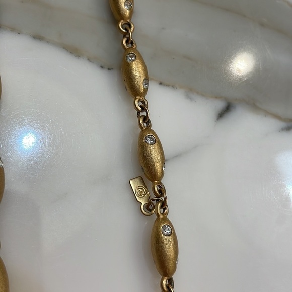 Gloria Vanderbilt Vintage Lng.Oval Nugget W-Crystals Necklace-Substantial Weight - Picture 4 of 8